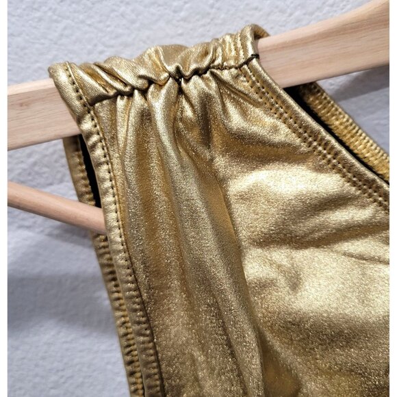 Shein One-Shoulder Gold Metallic with Ruched Sides Tank Top Size M - Picture 4 of 10